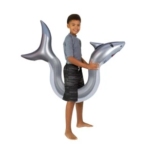 NUEVO PoolCandy SHARK paseo en piscina océano flotador fideos (200 libras) balsa inflada - Imagen 1 de 5