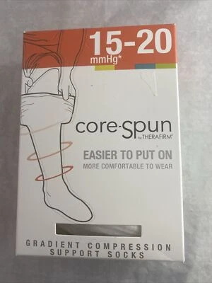 Core Spun Therafirm Compression Support Socks 15-20mmHg Small White 17112 - Image 1 of 4