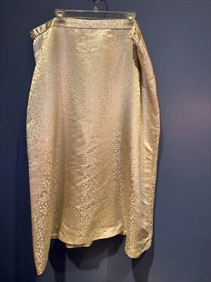 "Falda princesa satinada cintura 40"" larga, rosa marfil detalles florales forrada 1960 garra" Foto 1 de 4