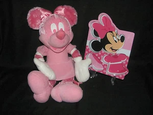 Plush Disney Pink Minnie Mouse w/ Pink Dress, Satin Bows plus Food/Trinket Tray - Picture 1 of 12