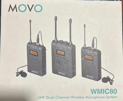 Movo WMIC80 UHF Wireless Lavalier Microphone System 2 TX / 1 RX for DSLR Camera - Image 1 of 3