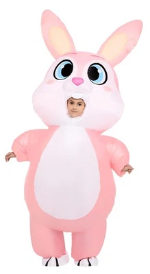 Kids Bunny Halloween Inflatable Costume, Pink Full Body Bunny Air Blow-up Del... - Image 1 of 4