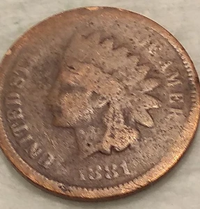 1881 Indian Head One Cent Penny 1C US Coin! G/VG #13683 - Picture 1 of 5