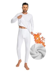 Herren Thermo Unterwäsche Set Ultra Dick für Kälte Groß Schwer Fleece Weiß - Bild 1 von 6