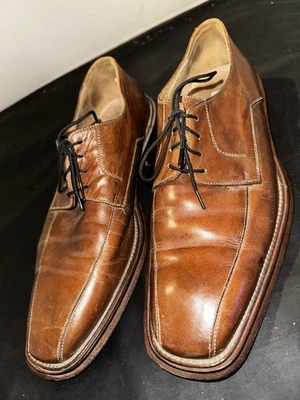 Zapatos de vestir Bachrach becerro para hombre Oxford con cordones talla 11 M cuero marrón Italia Foto 1 de 4