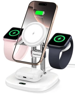Dual Fast Wireless Charger for Apple Watch 10/9, Magnetic Charger Stand for i... - Picture 1 of 8