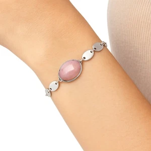 Premium Quality Natural Pink Opal - Australia 925 Silver Bracelet Jewelry B-1044 - Picture 1 of 6