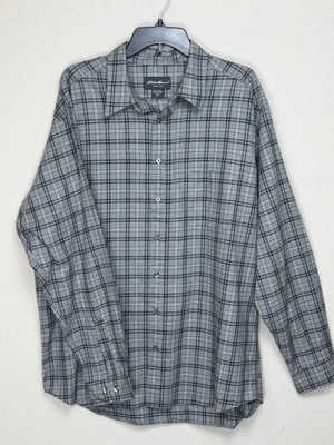 Eddie Bauer Button Down Shirt Mens Size XL Tall Long Sleeve Gray Plaid - Image 1 of 4