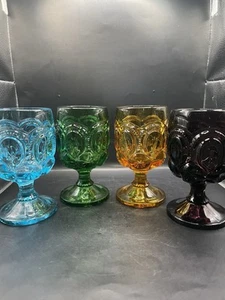 Vtg L.E. Smith Rainbow Moon And Stars Cordial Glasses Goblets Set Of 4 - Picture 1 of 5
