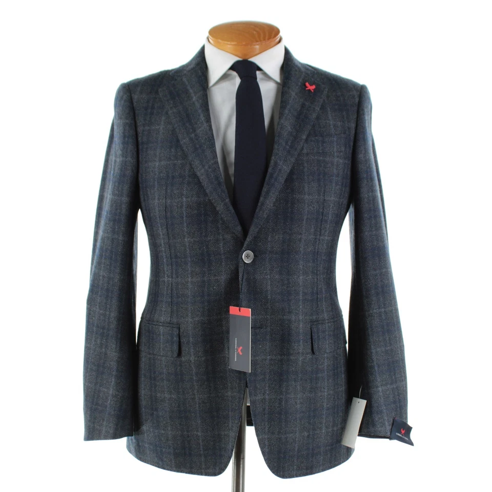 Cardinal of Canada NWT Wool Sport Coat Size 38R US In Gray & Blue Birdseye Plaid - Image 1 of 4