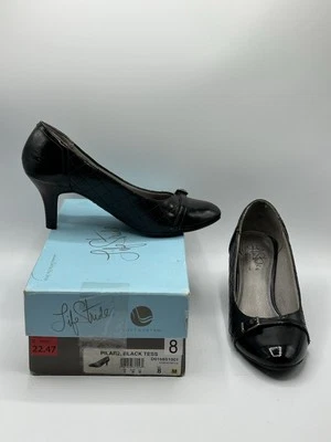 Bomba Life Stride para mujer con costuras, hebilla y correa talla 8M charol negro Foto 1 de 4