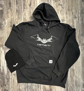 2022 Carhartt Batman black loose fit hoodie & knit cuffed beanie set men’s XL - Photo 1/14