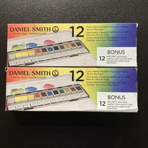 (2) Daniel Smith Extra Fine Watercolors 12 Half Pans Set New Hand Poured 15LP - Picture 1 of 4