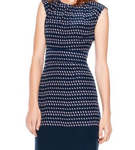 Abito tubino geometrico Tory Burch seta Marlow 4 blu navy mini carriera