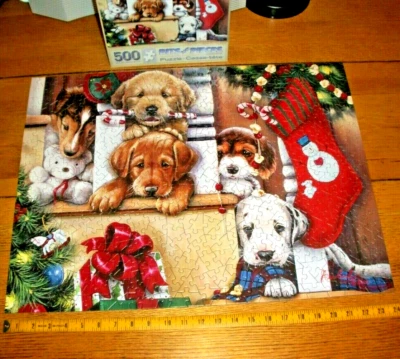 Jigsaw Puzzle 500 Pcs Christmas Puppies Dalmatian Labradors Collie Dogs Complete - Image 1 of 4
