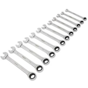Sealey Ratchet Combination Spanner Set 12pc Metric 72T CrV Steel - Picture 1 of 8