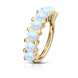 1pc Bendable 7 Opal Hoop Ring Nose Eyebrow Cartilage Rook Daith Helix Tragus - Picture 1 of 13