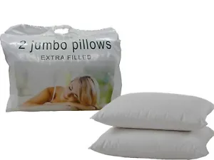 Extra Filled Jumbo Bed Pillows Hotel Quality Hollowfibre Filling Pillows 2 or 4 - Picture 1 of 3