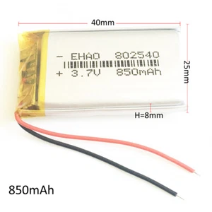 3.7V 850mAh Lipo Li-Polymer Rechargeable Battery 802540 For Bluetooth DVD GPS - Picture 1 of 5