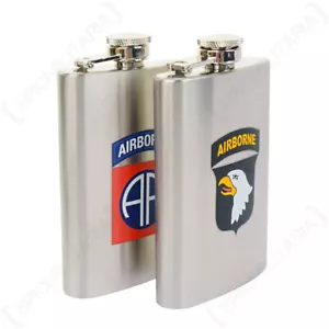 82nd Airborne o 101st Airborne - Frasco de cadera de acero inoxidable pulido 5oz - Imagen 1 de 6