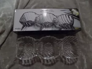 Unique 15" Rectangular Sectional Crystal Dish Entertain Party NEW! - Picture 1 of 3