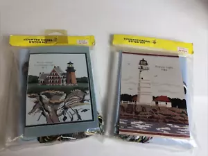Set 2 creazioni in tela faro Boston / Block Island kit punto croce contato - Foto 1 di 7