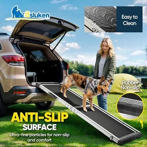 Dog Ramp for Car 330LBS Folding Pet Ramp for Large Dogs 90°Adjustable Landing - Picture 1 of 6