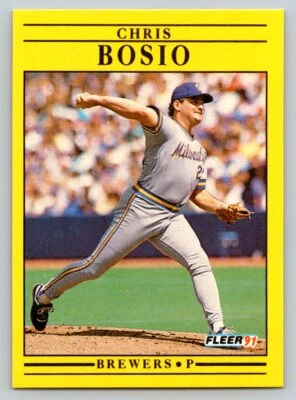 1991 Fleer #576 Chris Bosio Milwaukee Brewers - Image 1 of 2