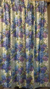 Set Of 2 Vtg N. Sumergrade & Sons Pinch Pleat Curtains Lined Floral Purple MCM - Picture 1 of 12