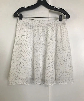 Falda a Lunares BANANA REPUBLIC Negra Blanca Nueva con Etiquetas Pequeña Gasa Foto 1 de 4