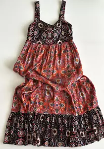 Boden Tie Back Floral Midi Dress Size 14 Regular Shirred Boho Gypsy Western - Picture 1 of 14