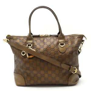 Bag Gucci Heart Bit Tote Handbag 2Way Shoulder Crossbody Leather Metallic Bronz