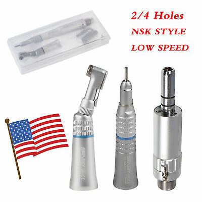 NSK Style Dental Slow Low Speed Handpiece Straight Contra Angle Air Motor 2H&4H • 24.99$