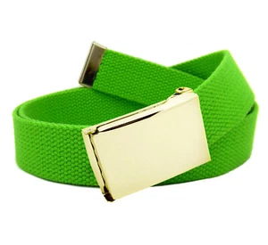 Build A Belt Kid's Gold Flip Top 1.25" Wide Buckle with Canvas Web Belt - Picture 1 of 24