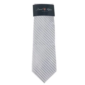 David Taylor Collection Men's Striped Tie, Grey - Picture 1 of 3