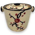 Vintage Japanese Ceramic Treat Mustard Jar Cherry Blossom Antique w/ Lid Japan