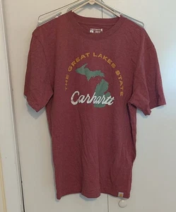 T-shirt Carhartt Michigan grafica uomo taglia S rosso mela burro erica vestibilità ampia - Foto 1 di 10