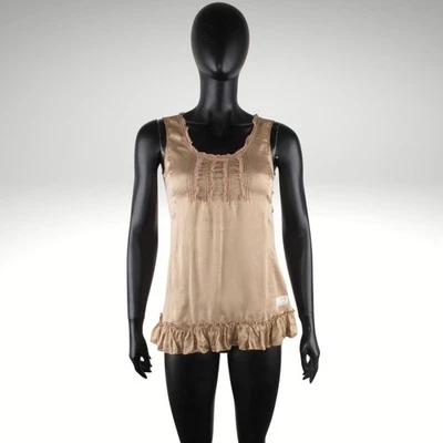 ODD MOLLY 100% SILK Women's Brown Vest Tank Top Sleeveless sz 1 UK 8 XS - Image 1 of 4