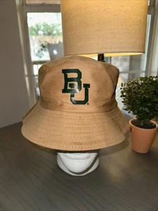 Cappello a secchiello nuovo senza etichette Baylor University BU Bears unisex taglia unica tela marrone kaki - Foto 1 di 4