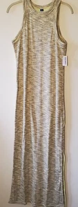 Antiguo Vestido Azul Marino Para Mujer Largo Alto Maxi Sin Mangas Tanque Tinte Espacial Verde Gris Abertura LT - Imagen 1 de 11