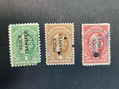 U.S. Used Stamps Scott #R217, #R243 and #R218, Documentary 1914 Free Shipping - Image 1 of 2