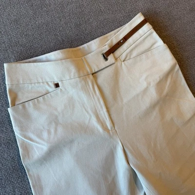 Pantalones chinos vintage Lauren Ralph Lauren caqui ribete de cuero para mujer talla 12” Foto 1 de 4