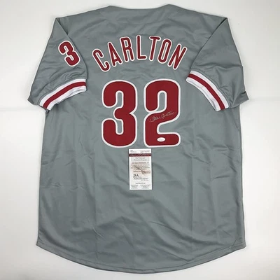 Autographed/Signed Steve Carlton Philadelphia Grey Baseball Jersey JSA COA - Image 1 of 3