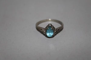 Estate~Kabana Clear Blue Topaz 925 Sterling Silver Filigree Ring Size 9.5 - Picture 1 of 3