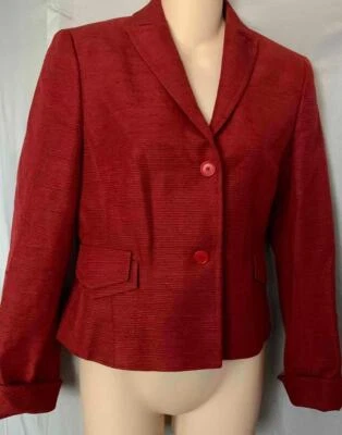 AKRIS PUNTO RED RAW SILK JACKET JACKET US 4 - Image 1 of 4