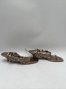 Christian Dior Rose Gold Leather Open Toe Ankle Wrap Heeled Sandals Women’s 39 - Picture 1 of 5
