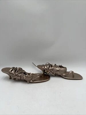 Женские кожаные сандалии Christian Dior из розового золота с открытым носком на лодыжке на каблуке размер 39 - Изображение 1 из 4