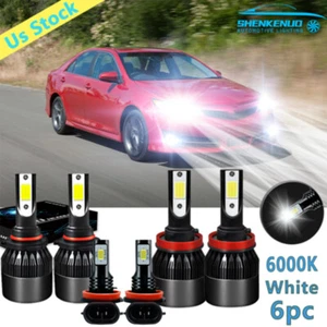 For Toyota Camry 2007-2014 6000K White LED Headlight Fog Light Bulbs Combo Kit - Foto 1 di 11
