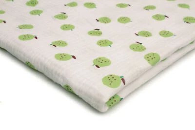 Baumwoll bedruckter Musselin Stoff Double Gauze, Äpfel 50 x 130 cm - Bild 1 von 4