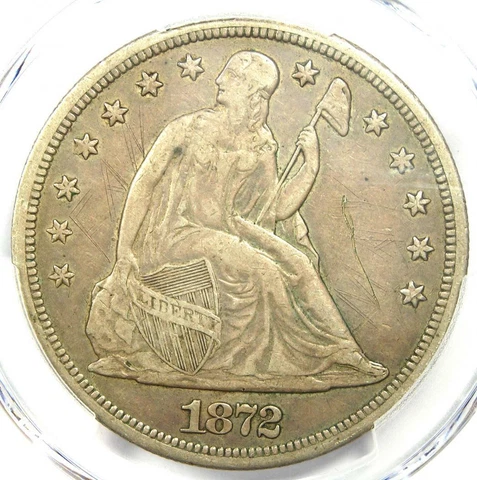 1872-S Seated Liberty Silver Dollar $1 Coin - PCGS VF Details - Rare S Mint ! Cover
